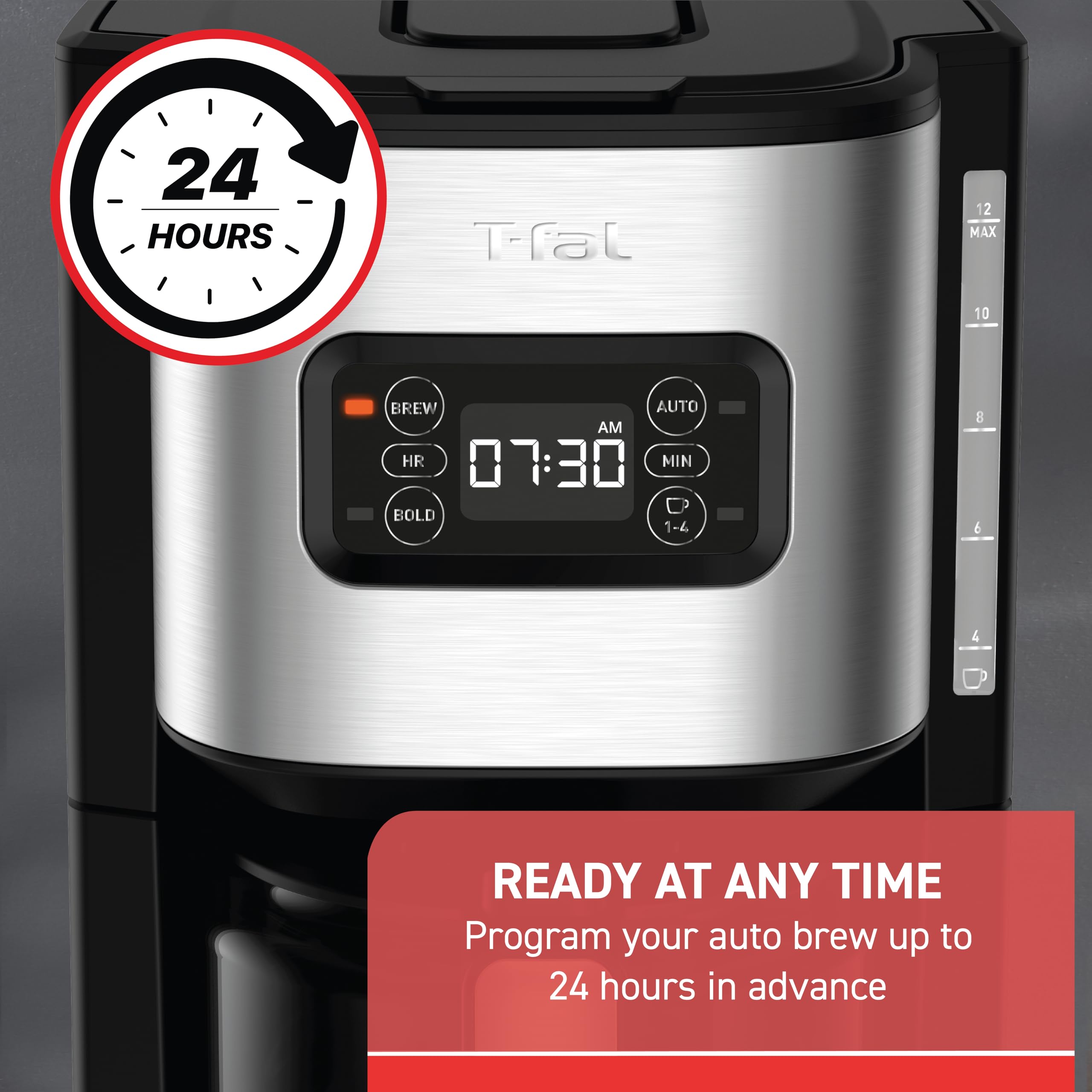 t-fal-element-12-cup-programmable-drip-coffee-maker-with-glass-carafe-black image 2