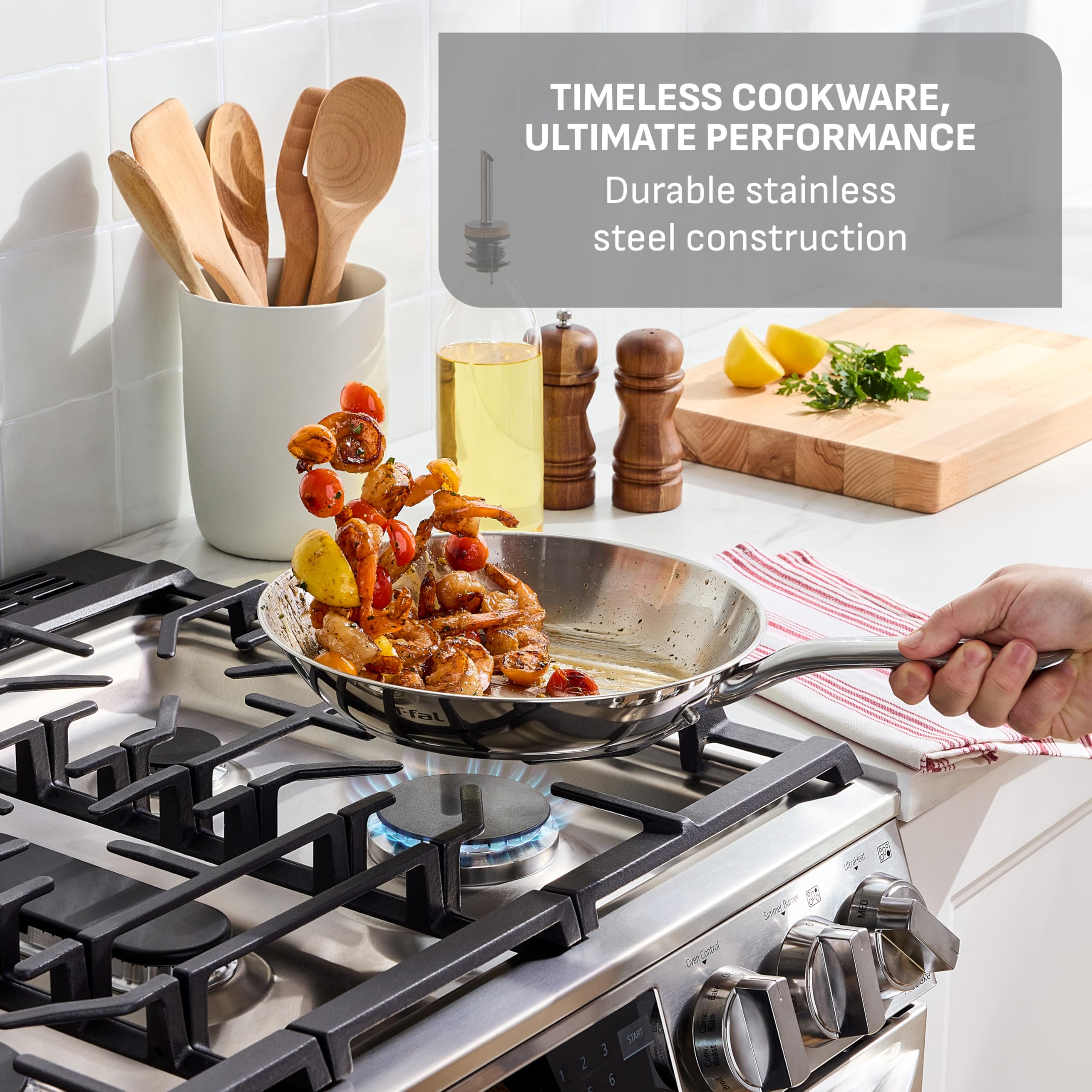 t-fal-gourmet-11-12-5-stainless-steel-frying-pan-set-2-piece image 2