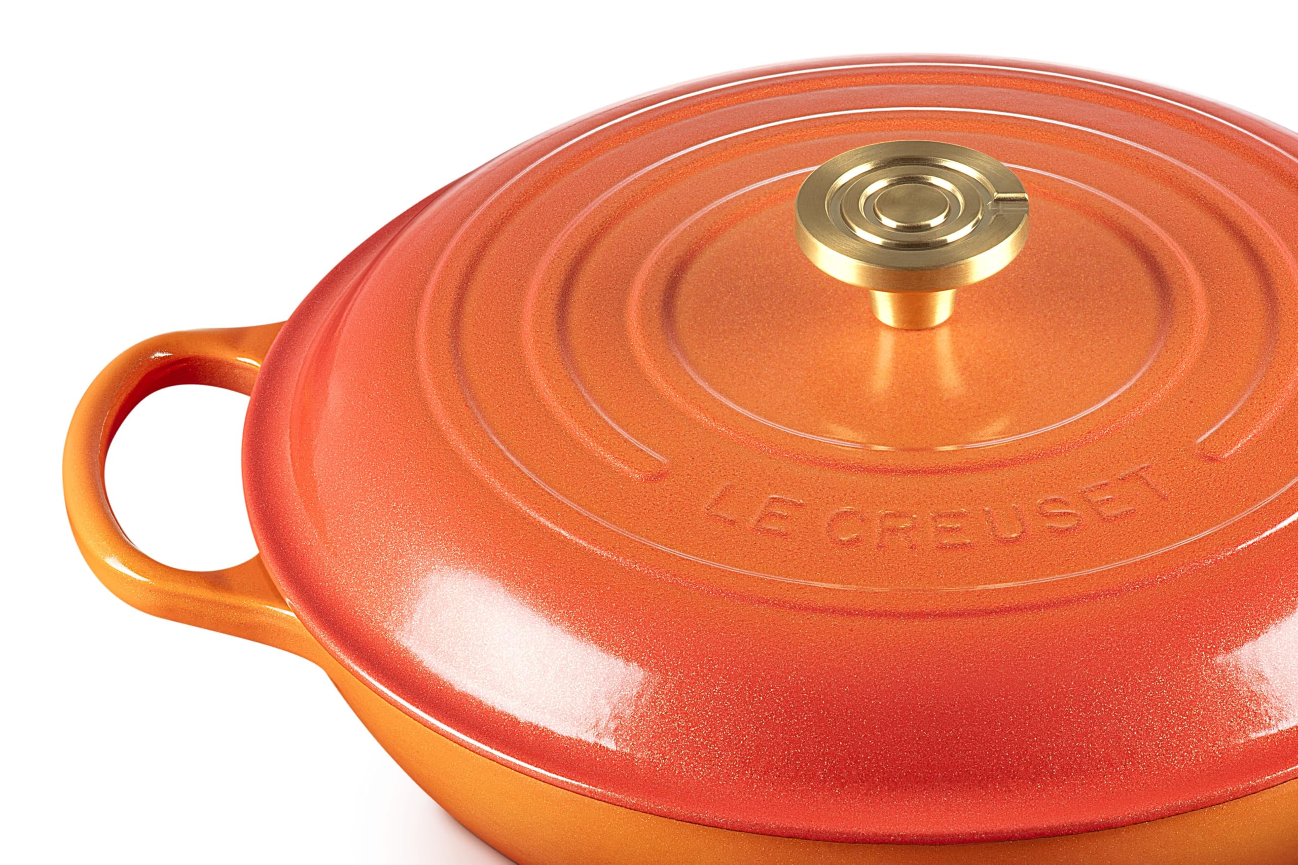 le-creuset-enameled-cast-iron-signature-braiser-3-5-qt-flamme-doree-with-crucibl image 2