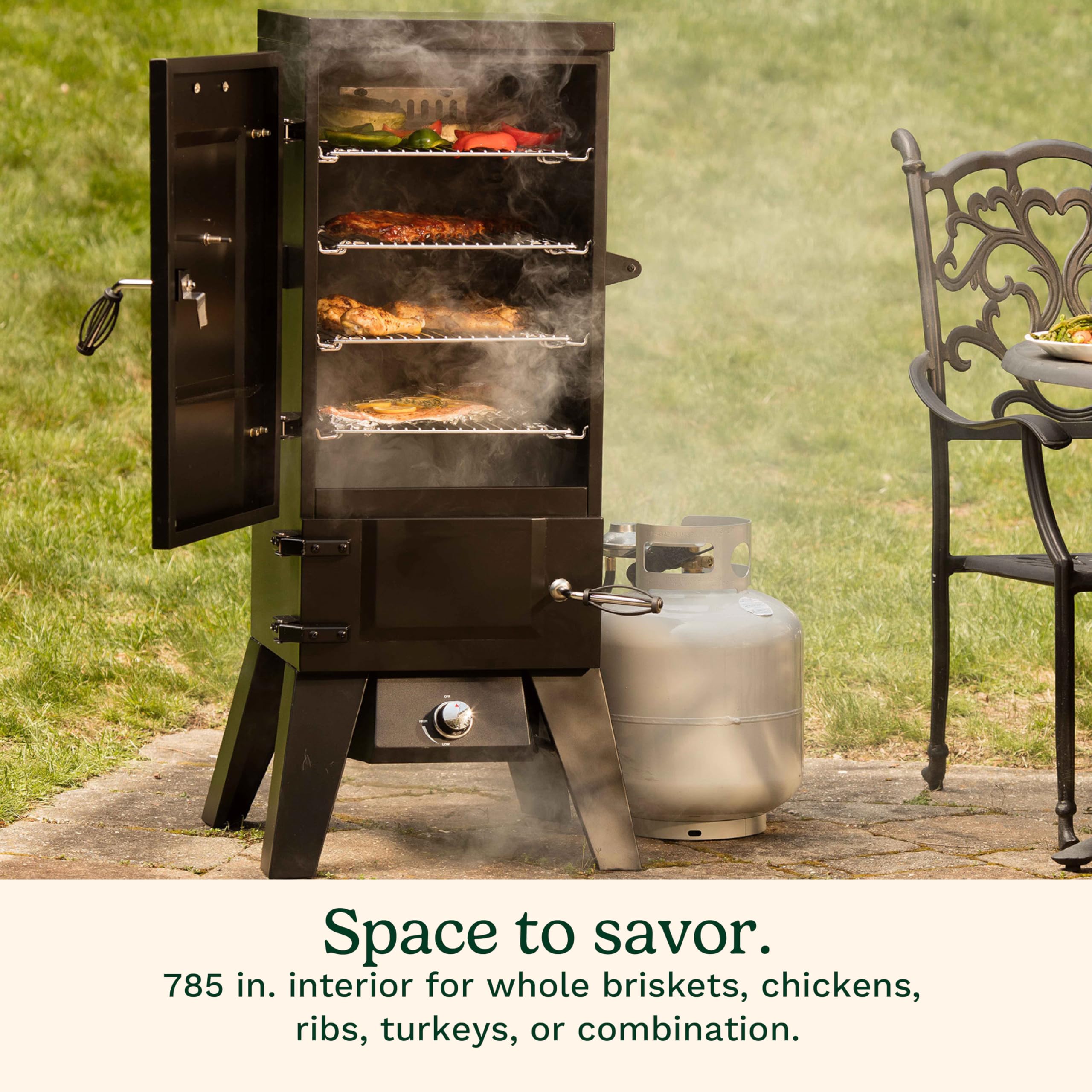cuisinart-36-vertical-propane-smoker-4-chrome-racks-785-sq-in-15-000-btu image 5