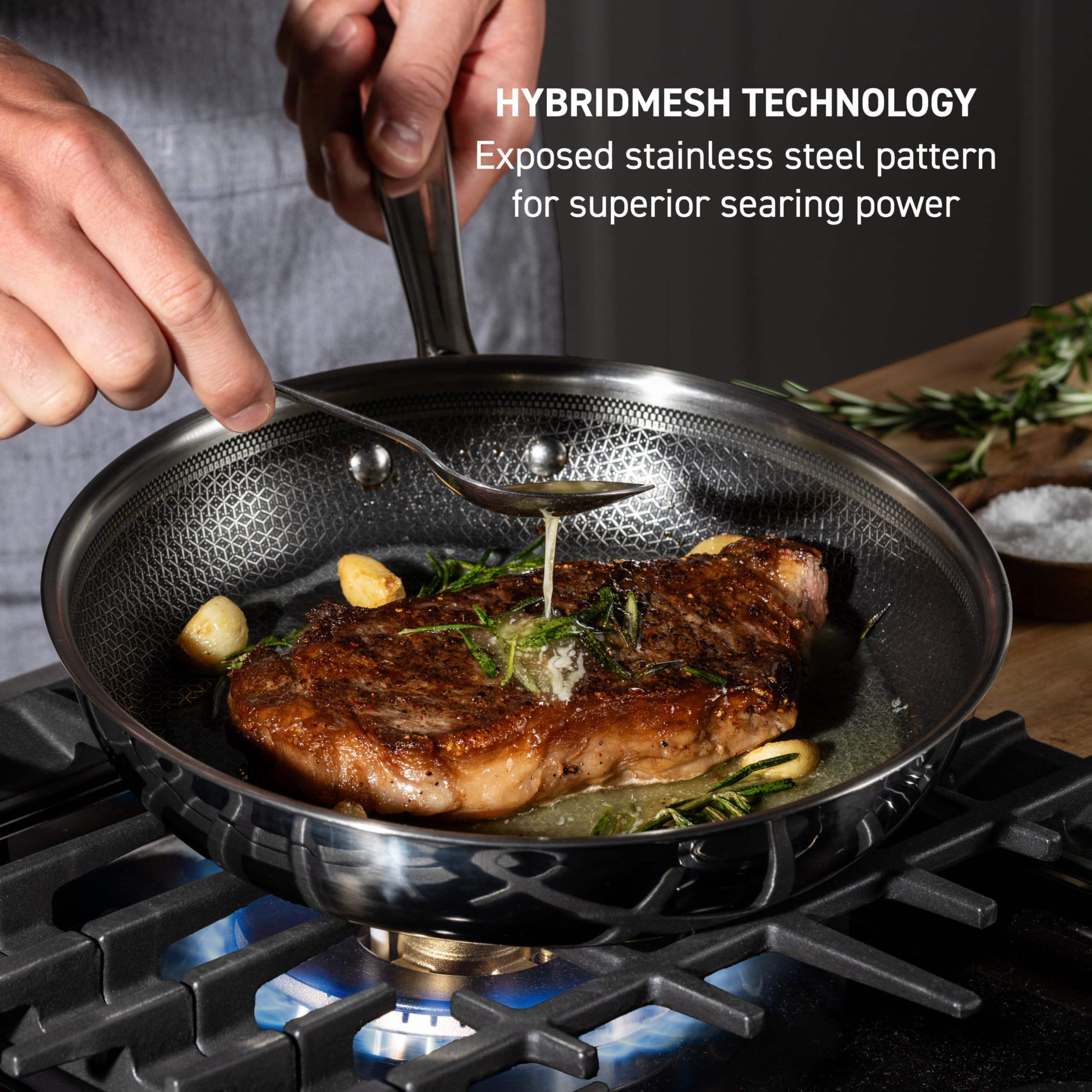t-fal-hybridmesh-10-25-inch-tri-ply-stainless-steel-fry-pan-silver-black image 2