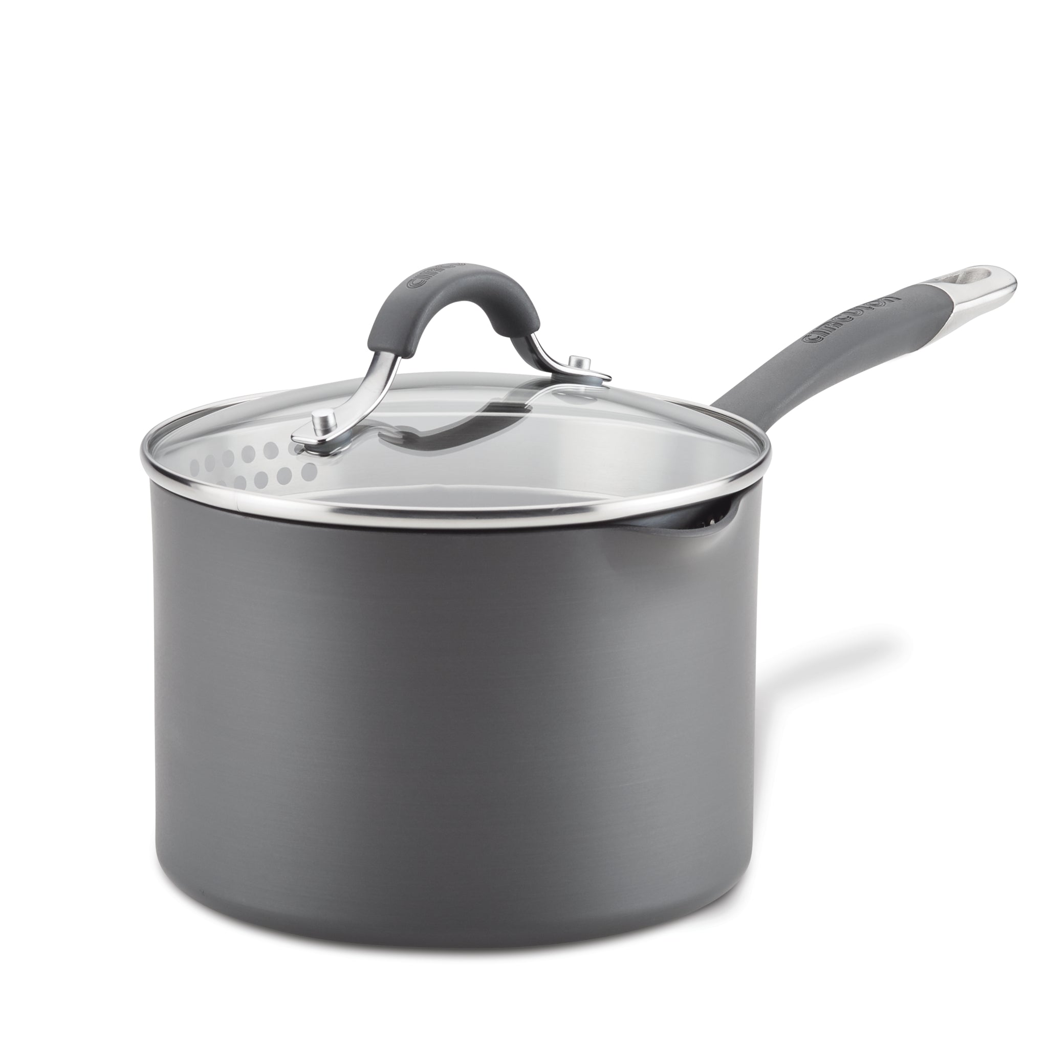 circulon-3-quart-hard-anodized-nonstick-straining-saucepan image 1