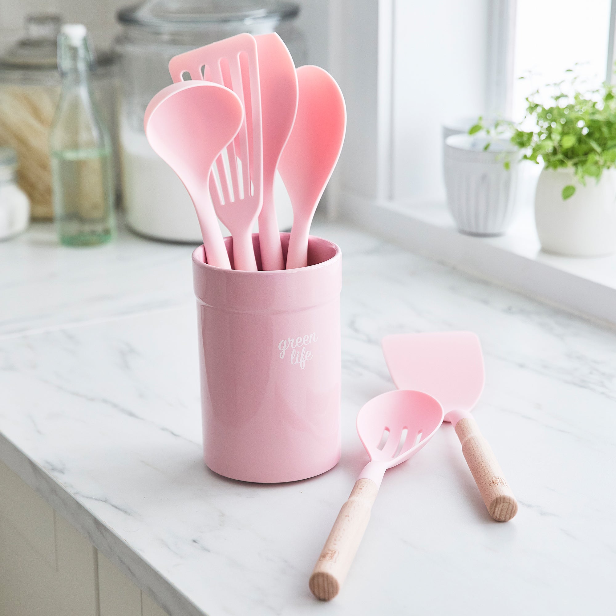 greenlife-nylon-wood-cooking-utensils-with-ceramic-crock-7-piece-set image 6
