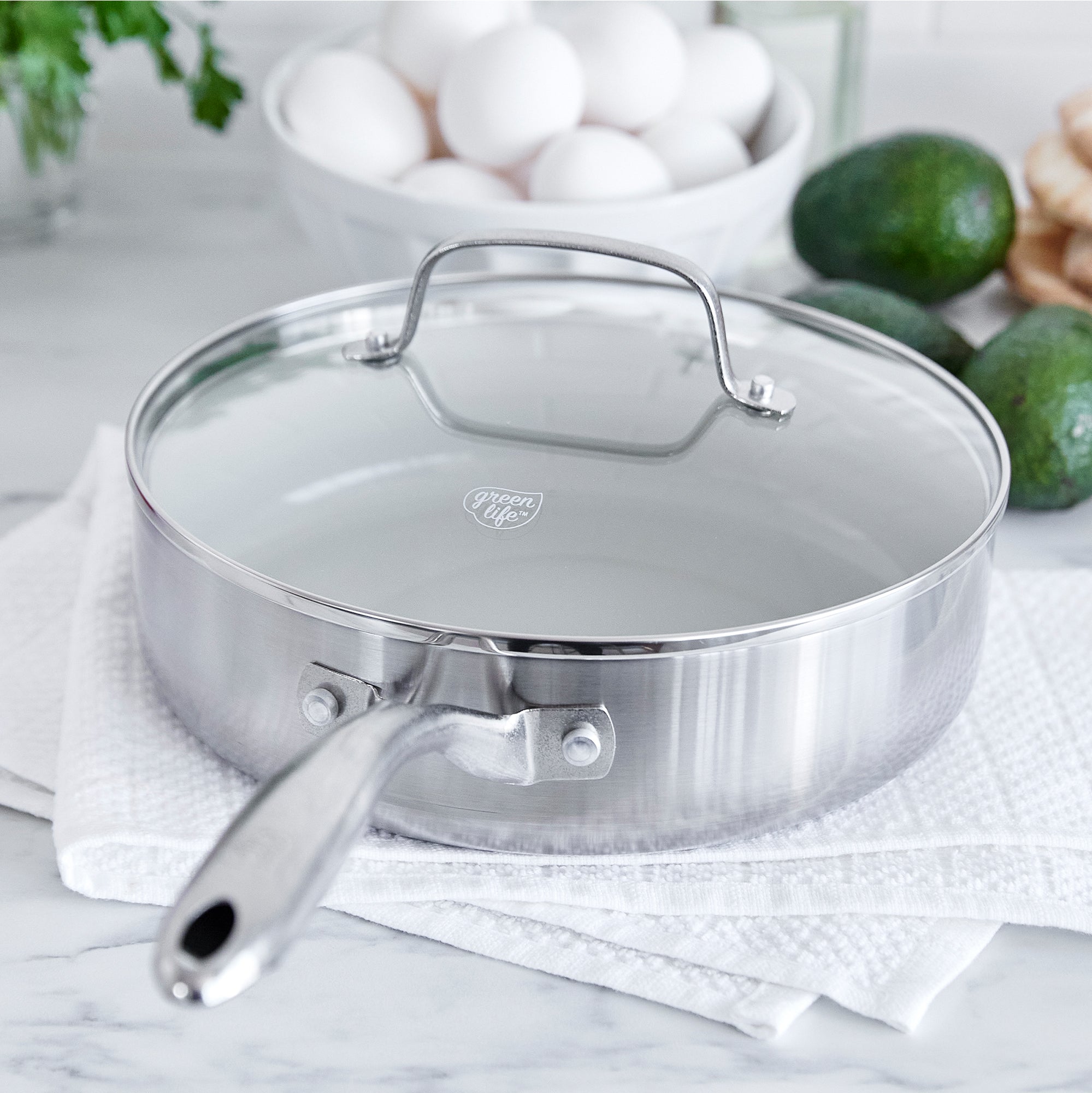 greenlife-stainless-pro-3-75-quart-saut-pan-with-lid-3-ply-induction-compatible- image 1