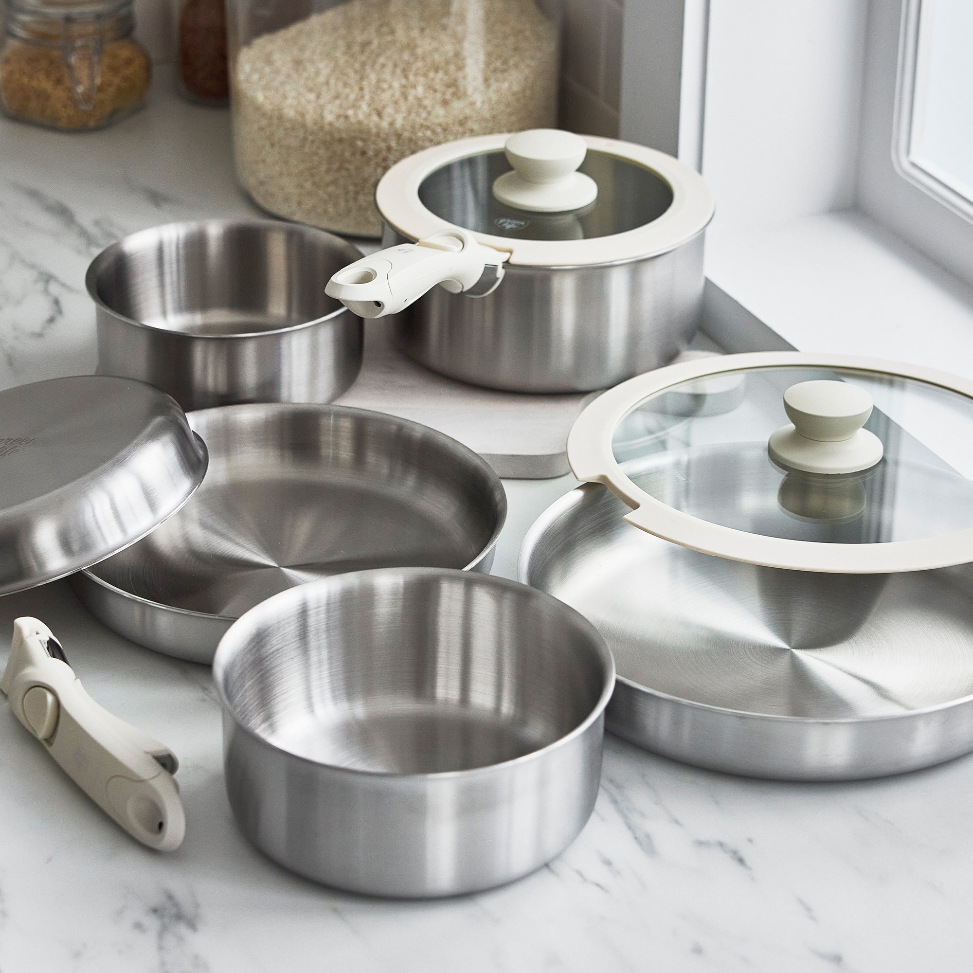 greenlife-click-10-piece-uncoated-cookware-set-3-ply-stainless-steel-stackable image 2
