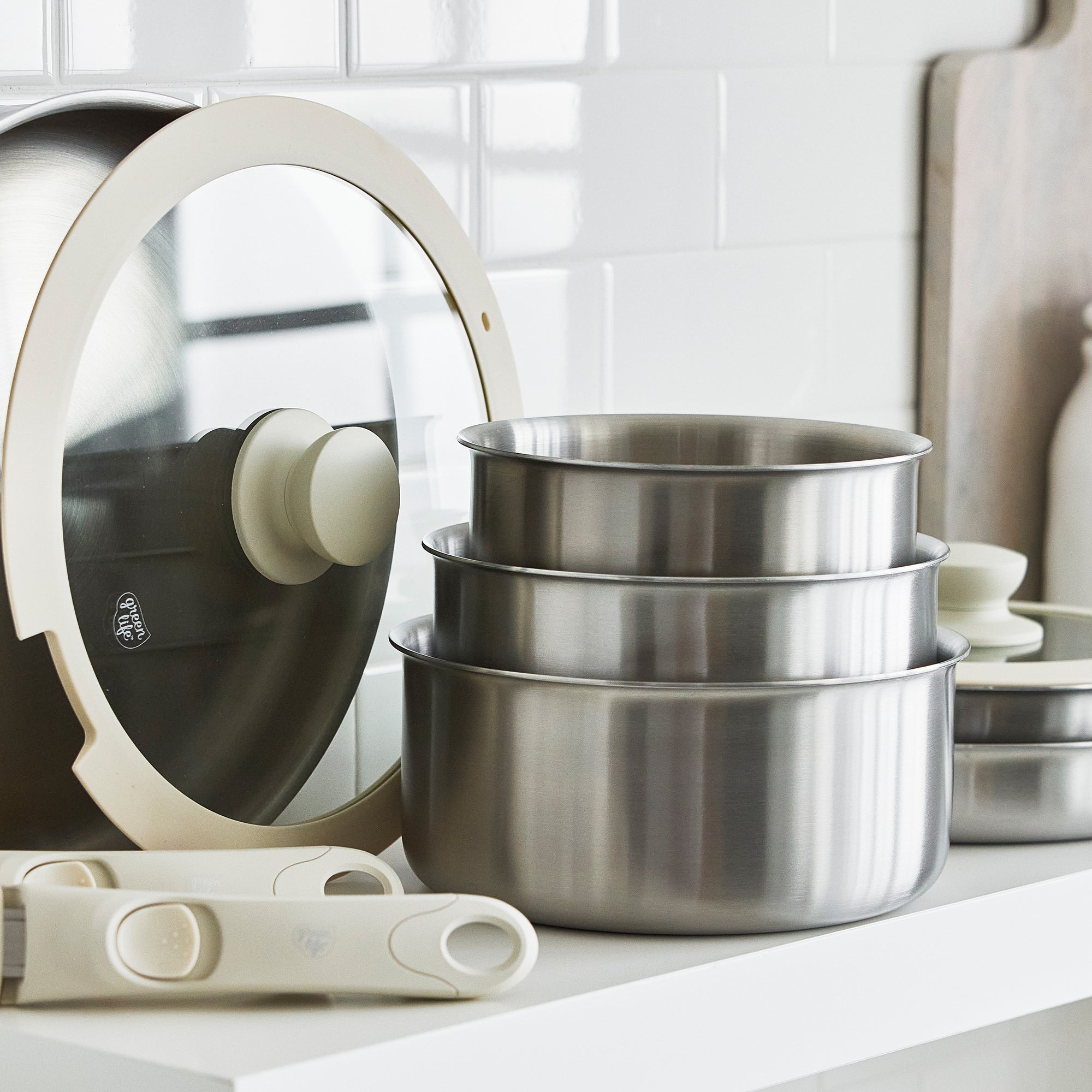 greenlife-click-10-piece-uncoated-cookware-set-3-ply-stainless-steel-stackable image 1