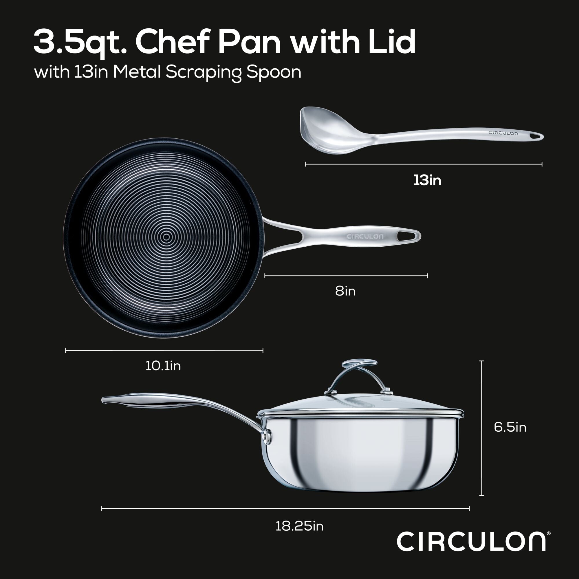 circulon-3-5-quart-steelshield-tri-ply-clad-nonstick-covered-chef-pan-with-spoon image 8