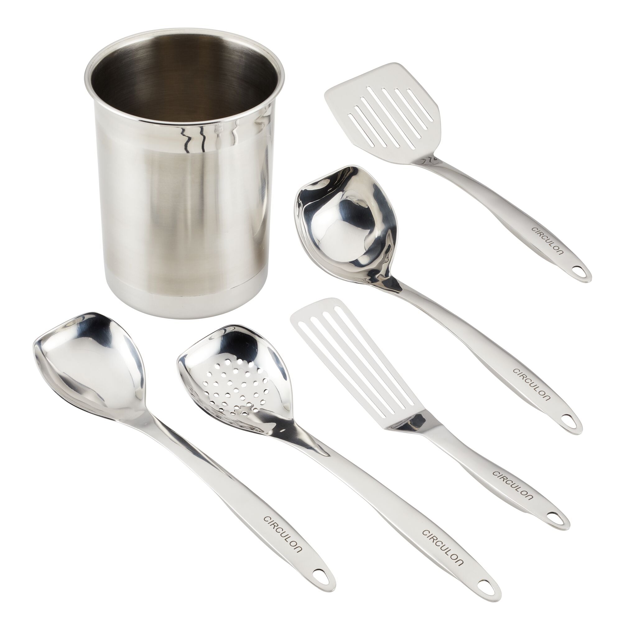 circulon-6-piece-stainless-steel-kitchen-tool-and-crock-set image 1