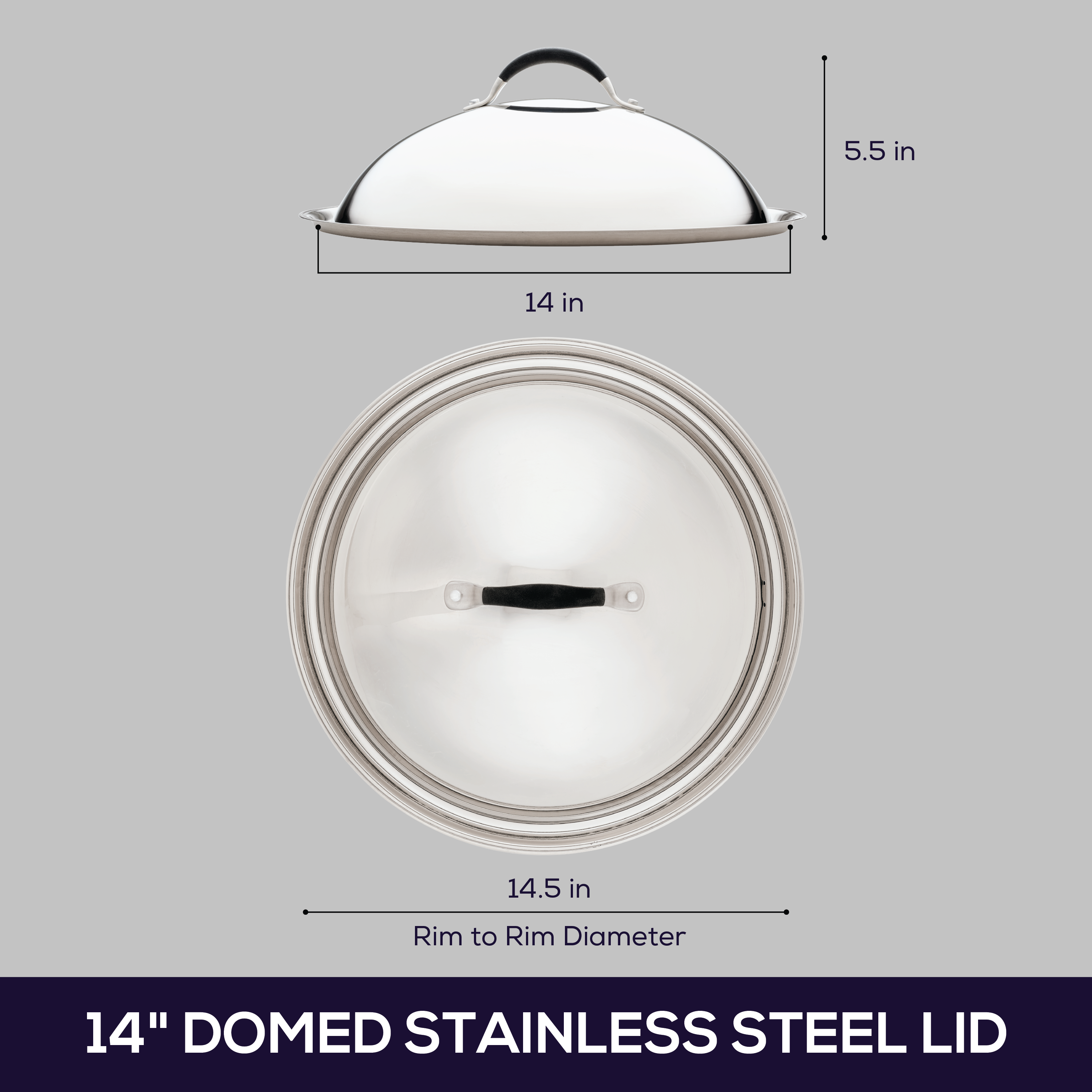 circulon-14-inch-stainless-steel-domed-lid-with-silicone-grip image 6