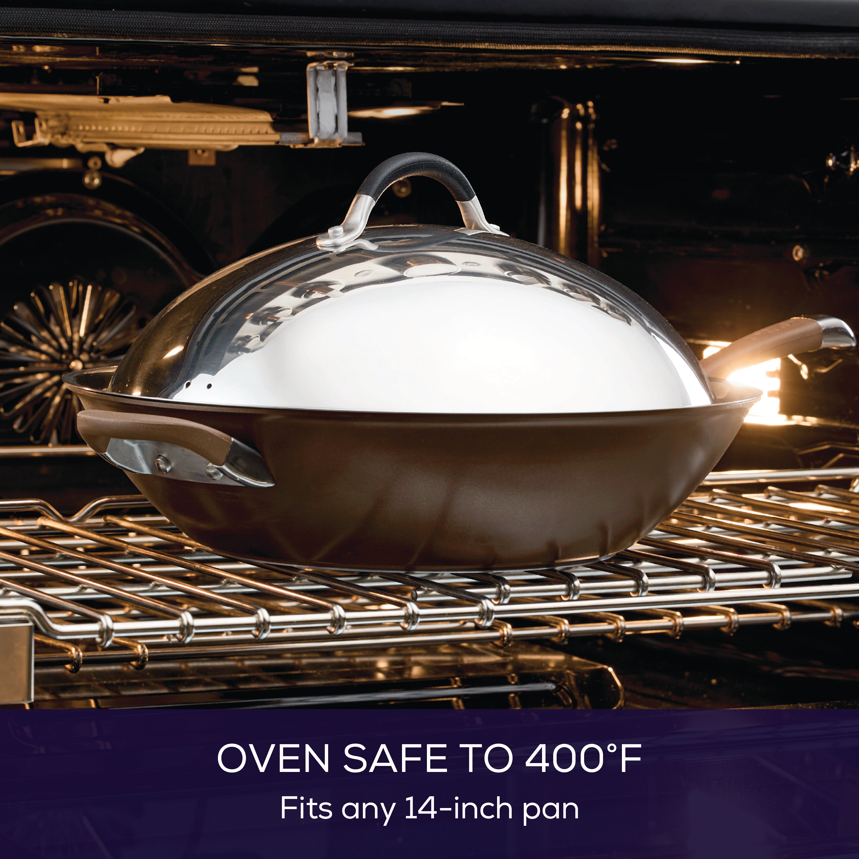 circulon-14-inch-stainless-steel-domed-lid-with-silicone-grip image 3