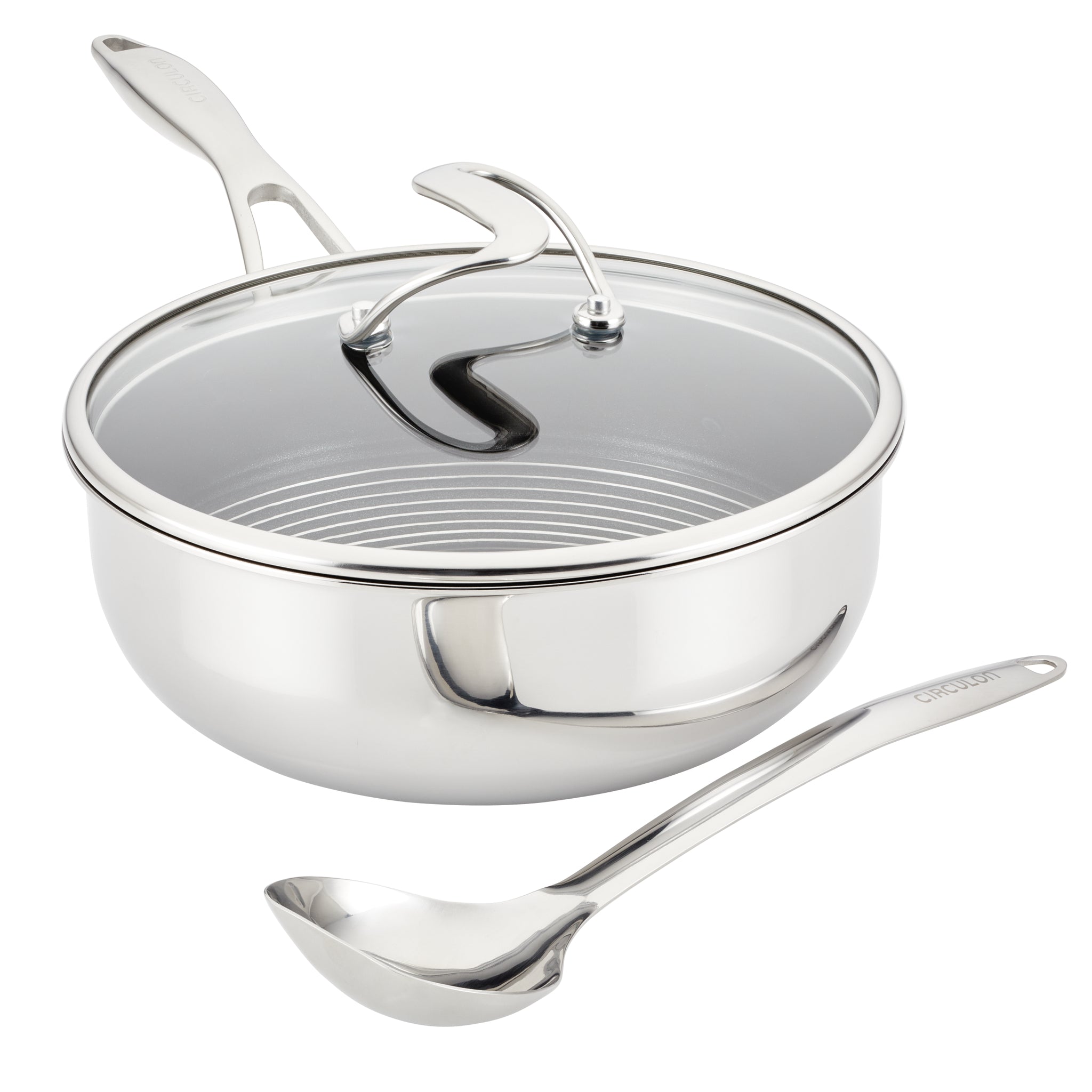 circulon-3-5-quart-steelshield-tri-ply-clad-nonstick-covered-chef-pan-with-spoon image 1
